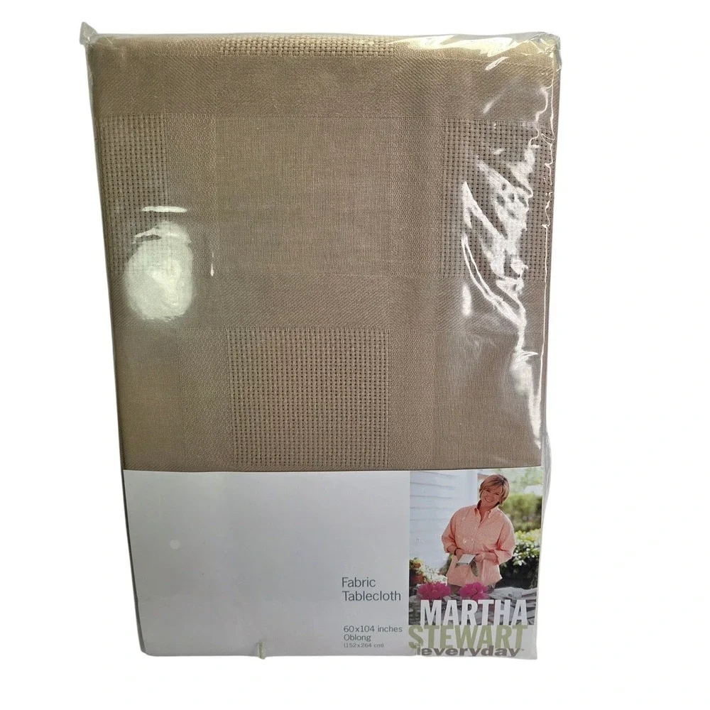 Martha Stewart Tablecloth Taupe 60 x 102 Oblong Woven Fabric Neutral Decor New